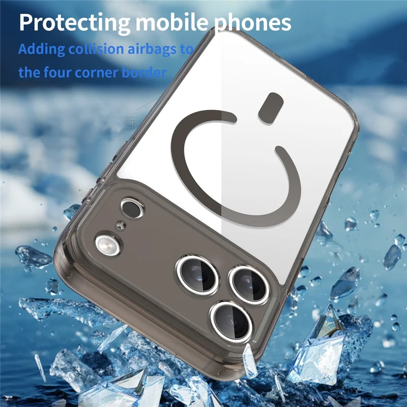 For iPhone 17 Pro Max Case Compatible with MagSafe Clear PC + TPU Shockproof Phone Back Cover - Transparent Black