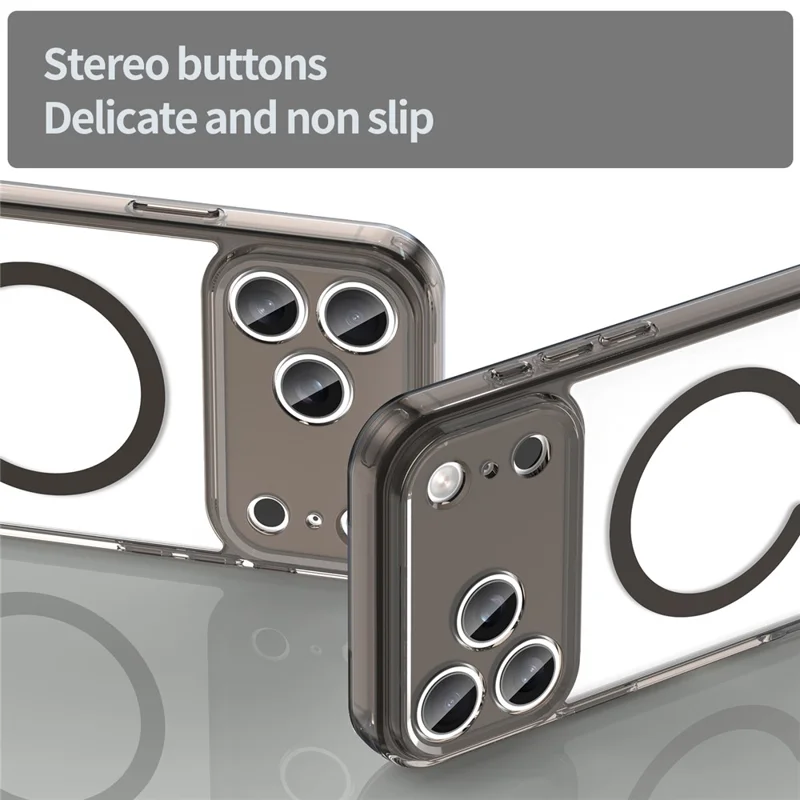 For iPhone 17 Pro Max Case Compatible with MagSafe Clear PC + TPU Shockproof Phone Back Cover - Transparent Black