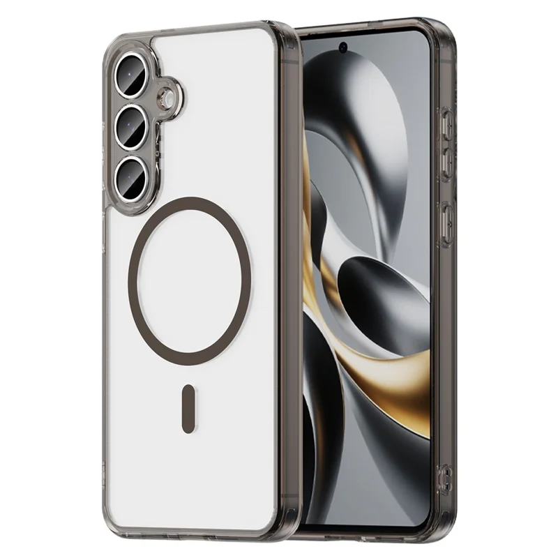 Funda para Samsung Galaxy S25 FE Max compatible con MagSafe, carcasa trasera transparente de PC + TPU resistente a golpes - Negro transparente