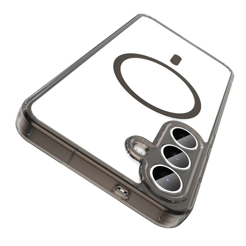 Funda para Samsung Galaxy S25 FE Max compatible con MagSafe, carcasa trasera transparente de PC + TPU resistente a golpes - Negro transparente