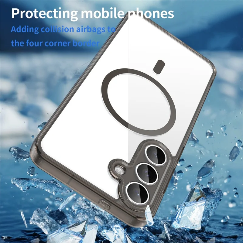 Funda para Samsung Galaxy S25 FE Max compatible con MagSafe, carcasa trasera transparente de PC + TPU resistente a golpes - Negro transparente