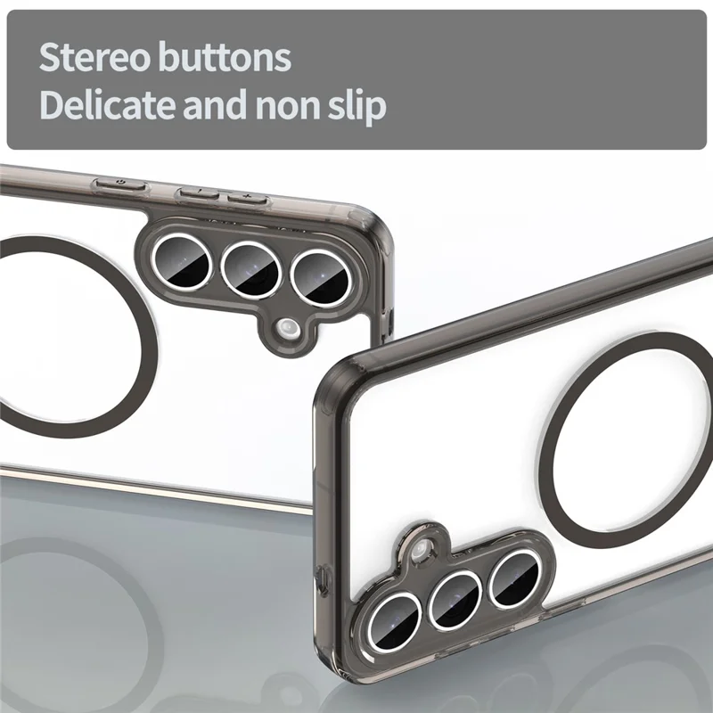 Funda para Samsung Galaxy S25 FE Max compatible con MagSafe, carcasa trasera transparente de PC + TPU resistente a golpes - Negro transparente