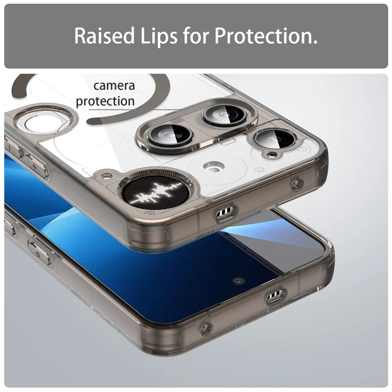 Funda para Nothing Phone (3) 5G compatible con MagSafe, carcasa trasera transparente de PC + TPU resistente a impactos - Negro transparente