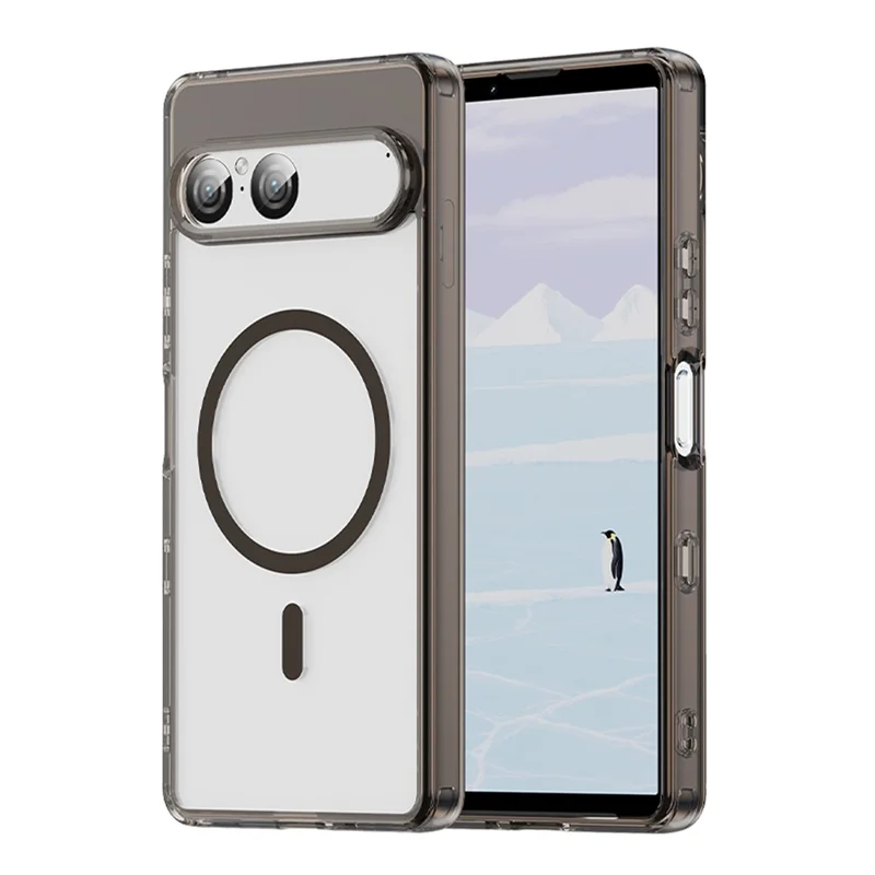 Coque pour Sony Xperia 10 VII compatible avec MagSafe, coque arrière transparente en PC + TPU antichoc - Noir transparent