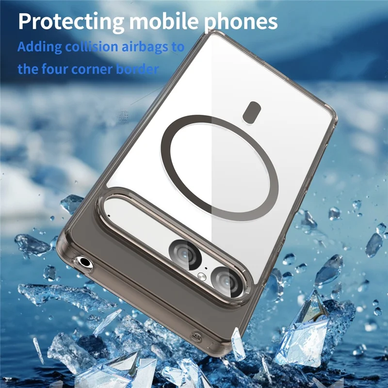 Coque pour Sony Xperia 10 VII compatible avec MagSafe, coque arrière transparente en PC + TPU antichoc - Noir transparent