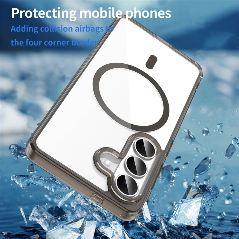 Capa para Samsung Galaxy S26 Compatível com MagSafe, Transparente PC + TPU, Capa Traseira à Prova de Choques - Preto Transparente