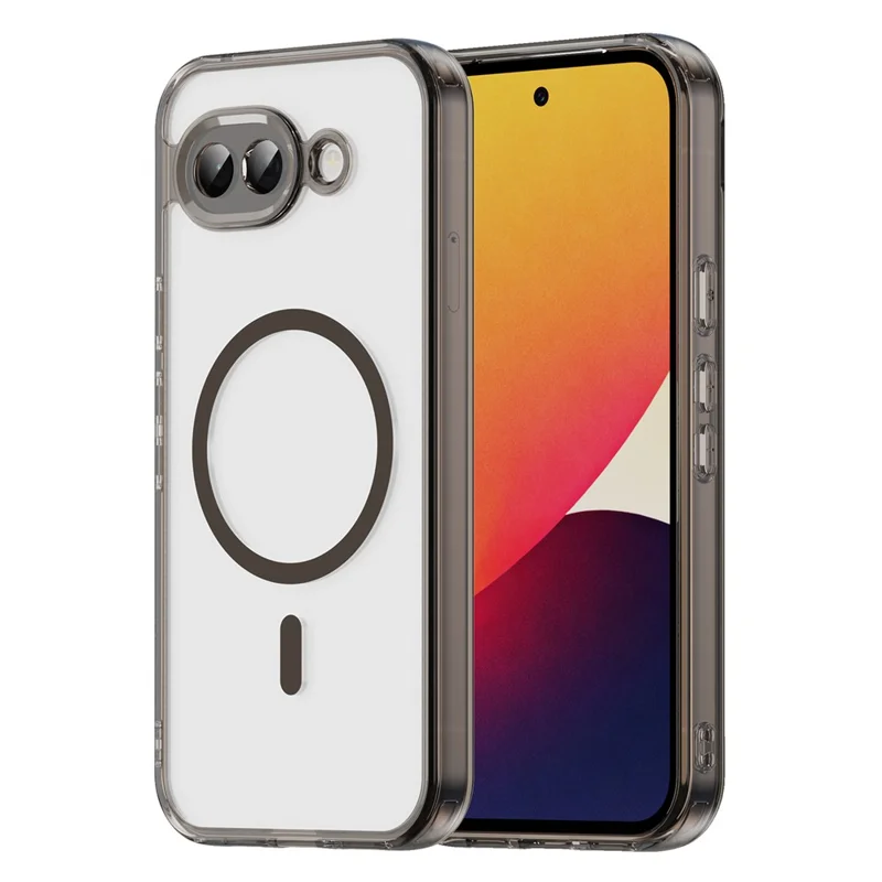 Für Google Pixel 10a Hülle mit MagSafe-Kompatibilität, transparente PC + TPU stoßfeste Rückseite – Transparent Schwarz