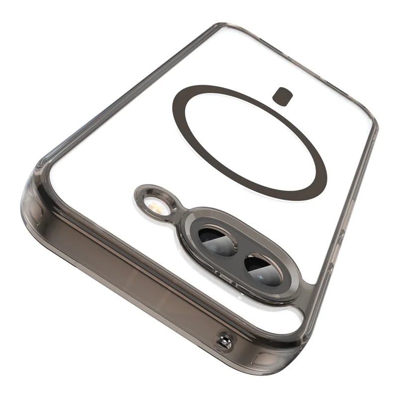 Für Google Pixel 10a Hülle mit MagSafe-Kompatibilität, transparente PC + TPU stoßfeste Rückseite – Transparent Schwarz