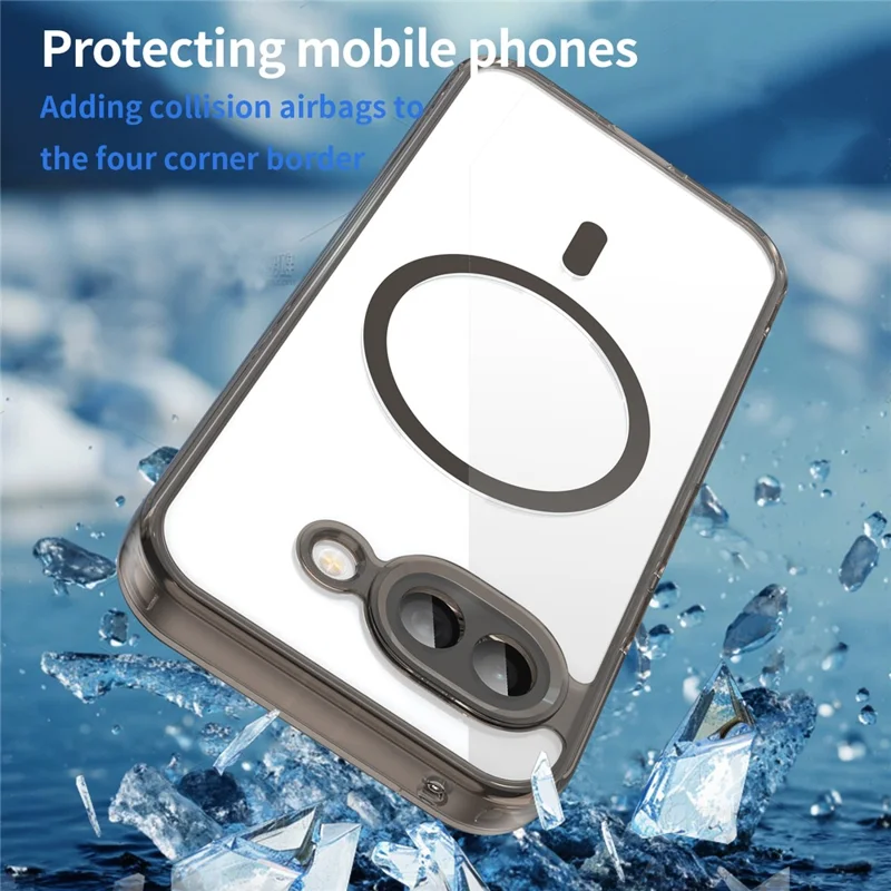 Für Google Pixel 10a Hülle mit MagSafe-Kompatibilität, transparente PC + TPU stoßfeste Rückseite – Transparent Schwarz