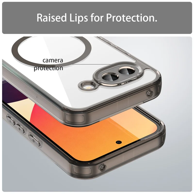 Für Google Pixel 10a Hülle mit MagSafe-Kompatibilität, transparente PC + TPU stoßfeste Rückseite – Transparent Schwarz