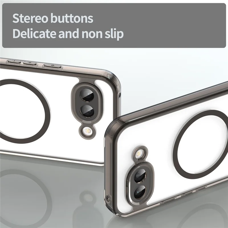 Für Google Pixel 10a Hülle mit MagSafe-Kompatibilität, transparente PC + TPU stoßfeste Rückseite – Transparent Schwarz