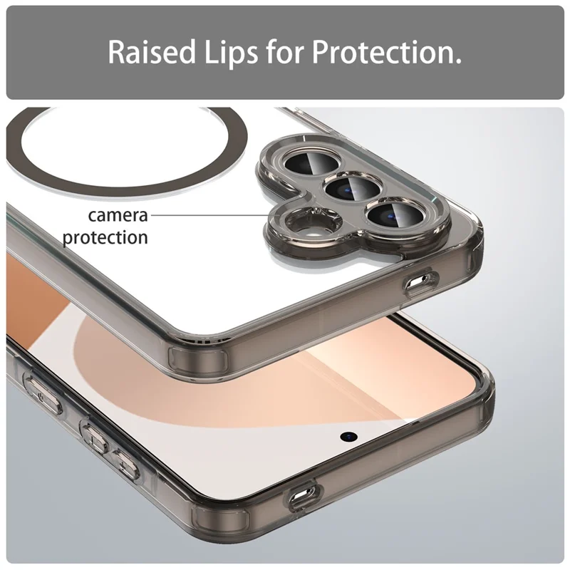 Cover per Samsung Galaxy A57 5G Compatibile con MagSafe Trasparente PC + TPU Copertura Posteriore Antishock - Nero Trasparente