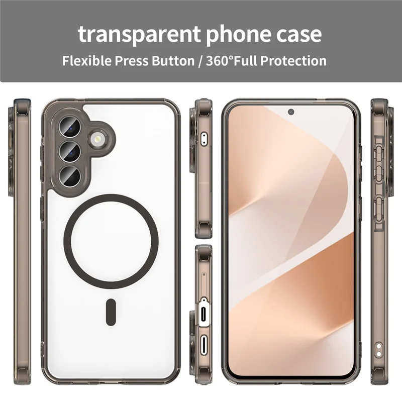 Cover per Samsung Galaxy A57 5G Compatibile con MagSafe Trasparente PC + TPU Copertura Posteriore Antishock - Nero Trasparente