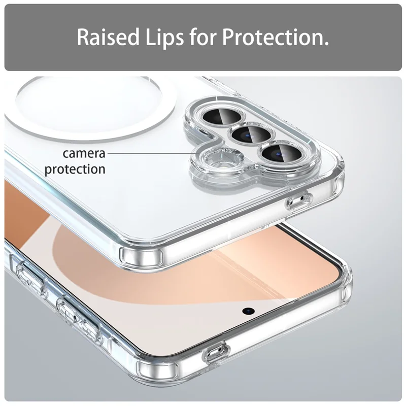 For Samsung Galaxy A57 5G Case Compatible with MagSafe Clear PC + TPU Shockproof Phone Back Cover - Transparent