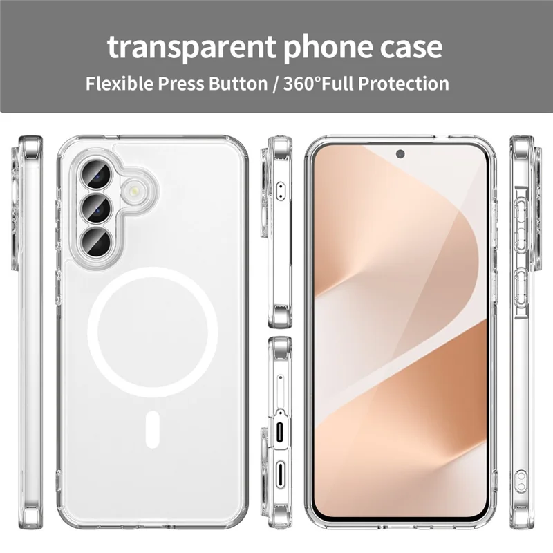 For Samsung Galaxy A57 5G Case Compatible with MagSafe Clear PC + TPU Shockproof Phone Back Cover - Transparent