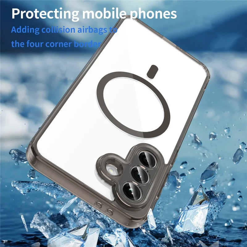 Capa para Samsung Galaxy A37 5G Compatível com MagSafe, Capa Traseira Transparente em PC + TPU à Prova de Choques - Preto Transparente