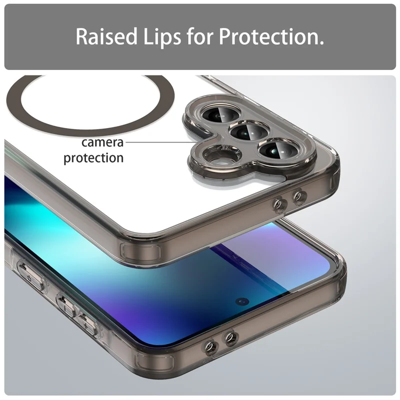 Capa para Samsung Galaxy A37 5G Compatível com MagSafe, Capa Traseira Transparente em PC + TPU à Prova de Choques - Preto Transparente