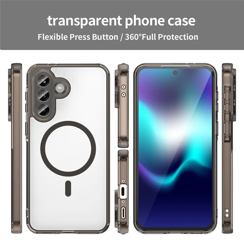 Capa para Samsung Galaxy A37 5G Compatível com MagSafe, Capa Traseira Transparente em PC + TPU à Prova de Choques - Preto Transparente