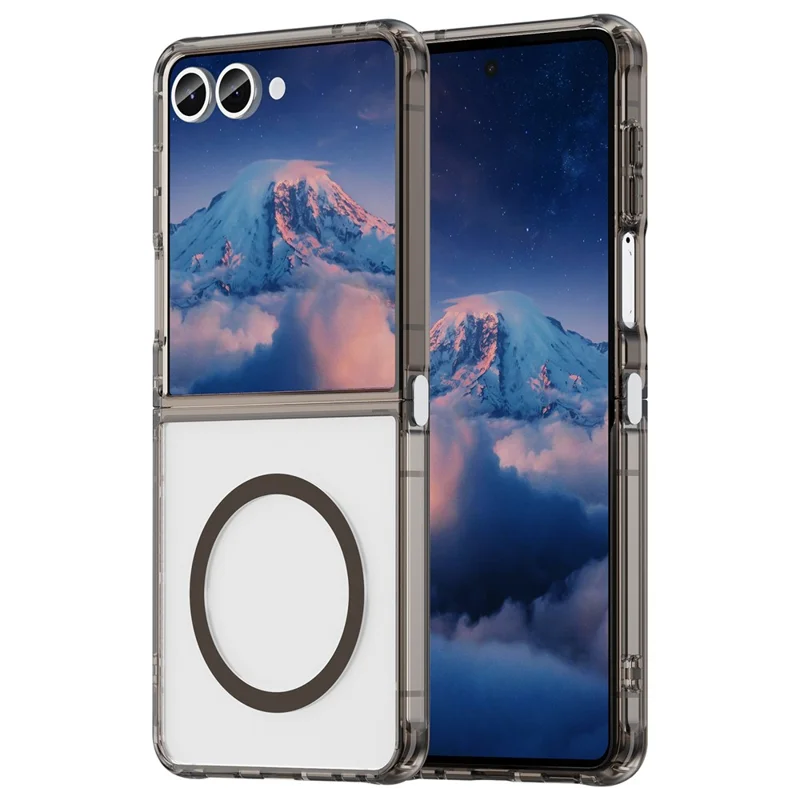 For Samsung Galaxy Z Flip7 5G Case Compatible with MagSafe Clear PC + TPU Shockproof Phone Back Cover - Transparent Black