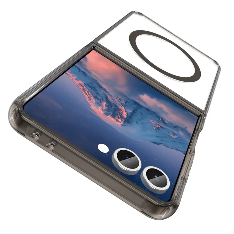 For Samsung Galaxy Z Flip7 5G Case Compatible with MagSafe Clear PC + TPU Shockproof Phone Back Cover - Transparent Black
