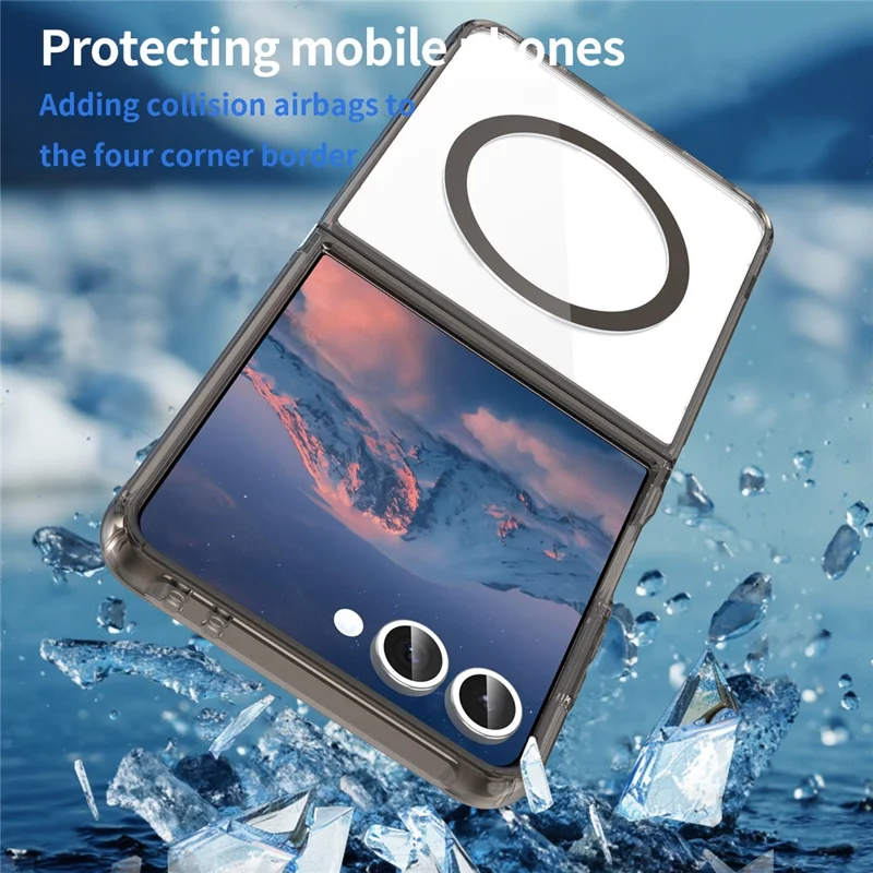 For Samsung Galaxy Z Flip7 5G Case Compatible with MagSafe Clear PC + TPU Shockproof Phone Back Cover - Transparent Black