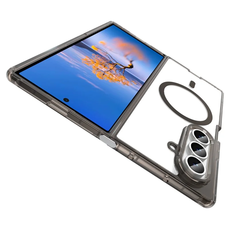 Til Samsung Galaxy Z Fold7 5G-task, kompatibel med MagSafe, gennemsigtig PC + TPU støjsikker telefonbagdæksel - transparent sort
