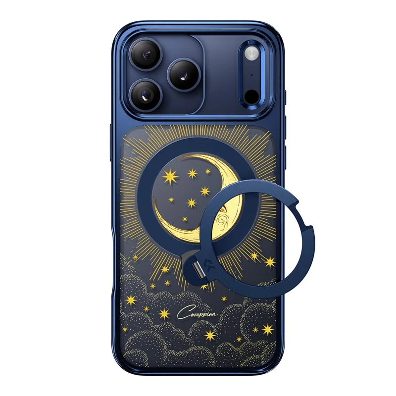 CASEKOO Tarot Series for iPhone 18 Pro / 17 Pro Magnetic Case UV 3D Printing PC + TPU Phone Cover with Ring Holder Kickstand - Tarot Blue Moon