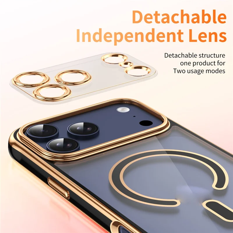 For iPhone 17 Pro Max Magnetic Case Electroplated 2.0mm Acrylic TPU Phone Back Cover Compatible with MagSafe - Black