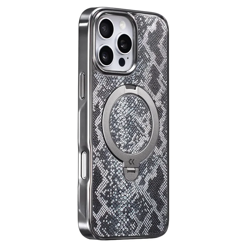 CASEKOO для iPhone 16 Pro магнитный чехол с кольцом-подставкой ударопрочный чехол из поликарбоната и термополиуретана - текстура змеиной кожи
