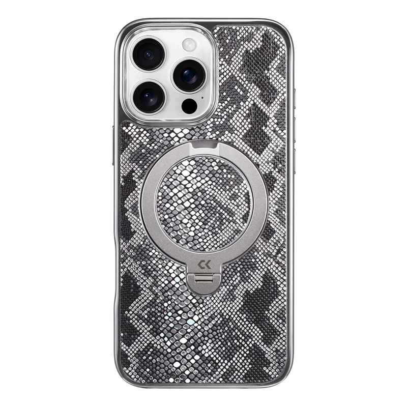 CASEKOO para iPhone 15 Pro Max Capa Magnética com Anel Suporte Oculto à Prova de Choques PC + TPU - Textura de Cobra