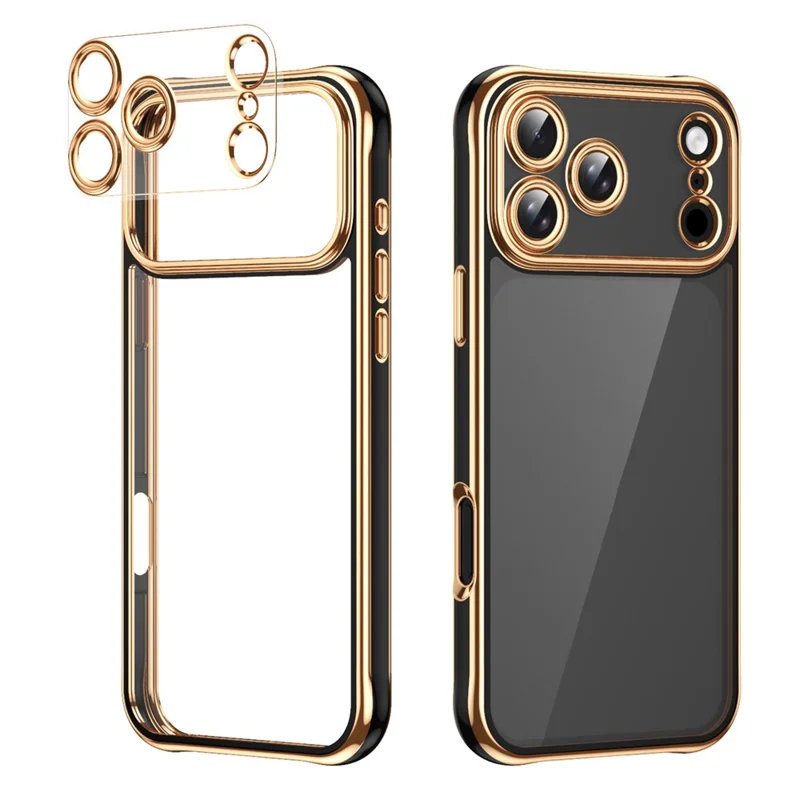 For iPhone 17 Pro Max Electroplated Case 2.0mm Thick Acrylic TPU Hybrid Shockproof Phone Cover - Black