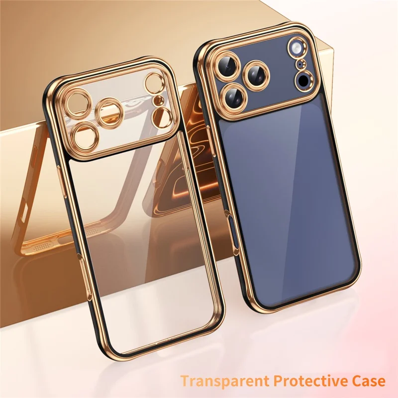For iPhone 17 Pro Max Electroplated Case 2.0mm Thick Acrylic TPU Hybrid Shockproof Phone Cover - Black