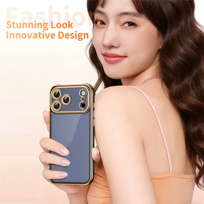 For iPhone 17 Pro Max Electroplated Case 2.0mm Thick Acrylic TPU Hybrid Shockproof Phone Cover - Black