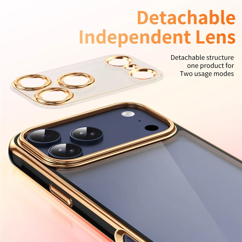 For iPhone 17 Pro Max Electroplated Case 2.0mm Thick Acrylic TPU Hybrid Shockproof Phone Cover - Black