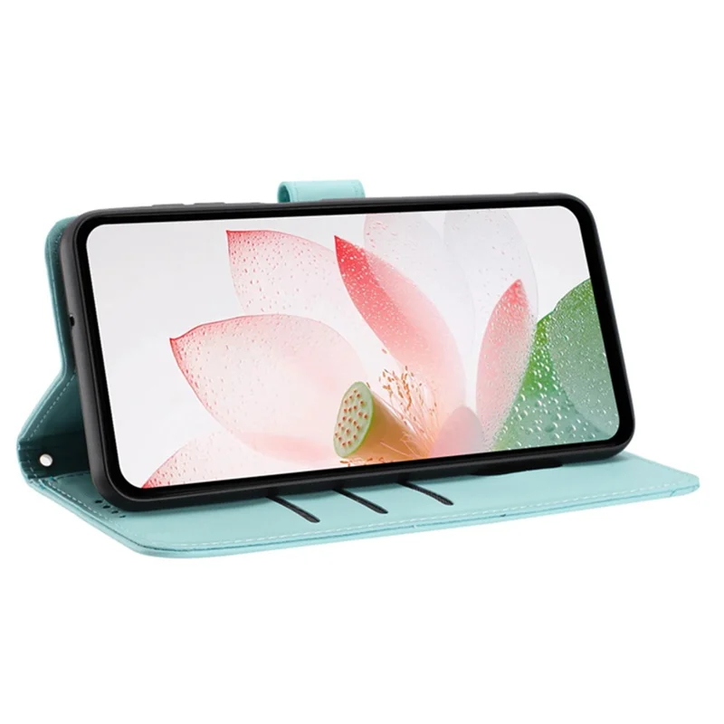 Compra em Volume para Capa Carteira iPhone 16 Pro com Estampa de Lótus em Couro Sintético com Alça de Pulso - Verde