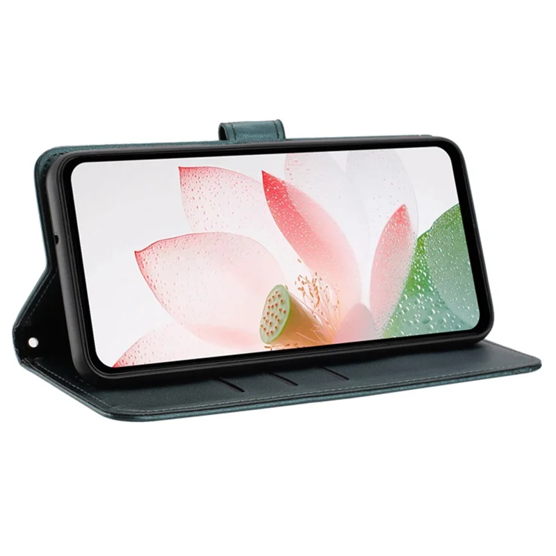 Bulk Purchasing for iPhone 16 Pro Max Wallet Case Lotus Embossed Leather Flip Cover with Wrist Strap - Dark Green