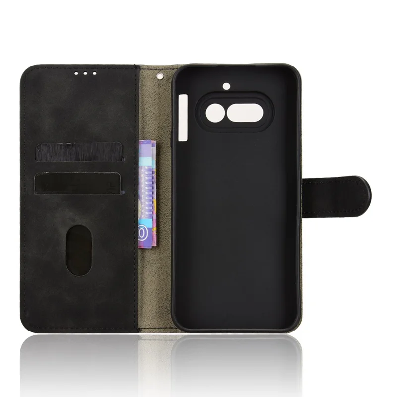 For Nothing Phone (4a) Leather Case Skin Feel Anti Drop Wallet Stand Flip Phone Cover - Black