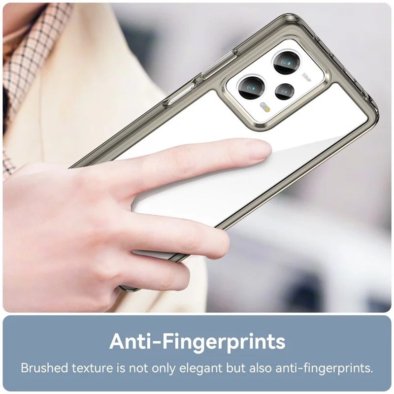 För Xiaomi Redmi Note 12 Pro 5G / Note 12 Pro Speed 5G / Poco X5 Pro 5G mobilskal, repbeständig TPU-bumpare+akryl bakom skyddande hölje - genomskinligt grått