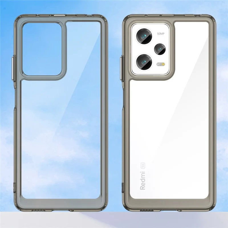 För Xiaomi Redmi Note 12 Pro 5G / Note 12 Pro Speed 5G / Poco X5 Pro 5G mobilskal, repbeständig TPU-bumpare+akryl bakom skyddande hölje - genomskinligt grått