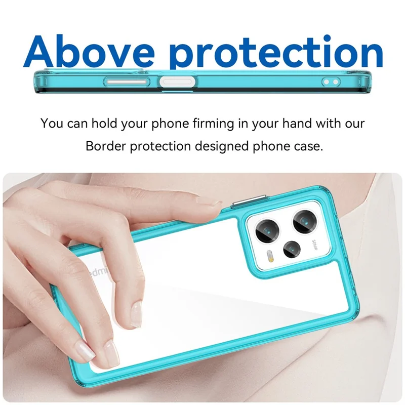 For Xiaomi Redmi Note 12 Pro 5G / Note 12 Pro Speed 5G / Poco X5 Pro 5G Phone Case, Scratch Proof TPU Bumper+Acrylic Back Protective Cover - Transparent Blue
