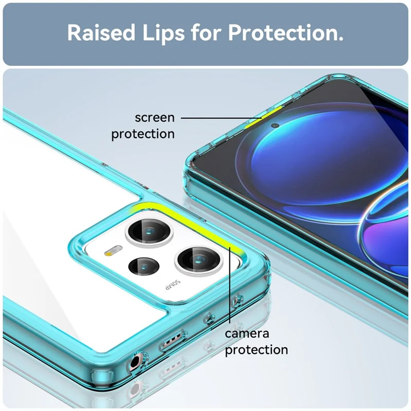 For Xiaomi Redmi Note 12 Pro 5G / Note 12 Pro Speed 5G / Poco X5 Pro 5G Phone Case, Scratch Proof TPU Bumper+Acrylic Back Protective Cover - Transparent Blue
