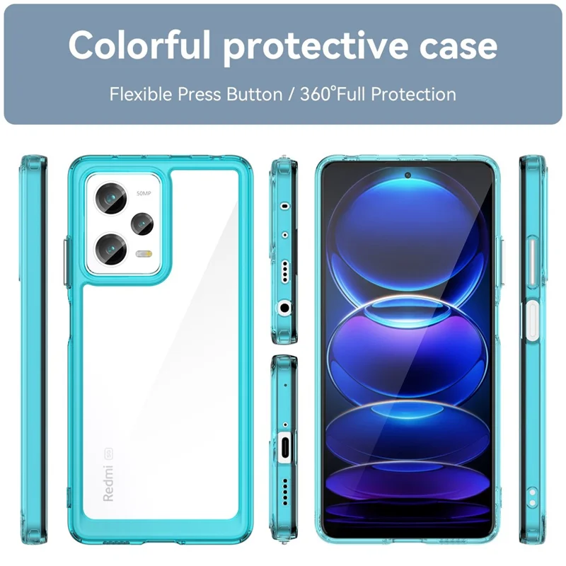 For Xiaomi Redmi Note 12 Pro 5G / Note 12 Pro Speed 5G / Poco X5 Pro 5G Phone Case, Scratch Proof TPU Bumper+Acrylic Back Protective Cover - Transparent Blue