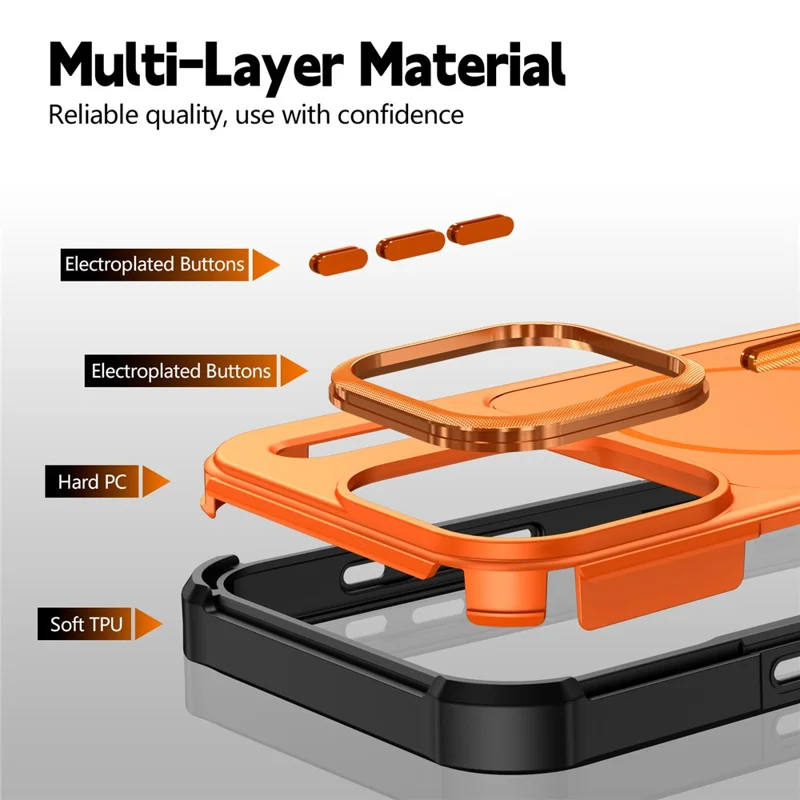 For iPhone 17 Pro Max Magnetic Case Shockproof TPU PC Protective Cover Compatible with MagSafe - Orange
