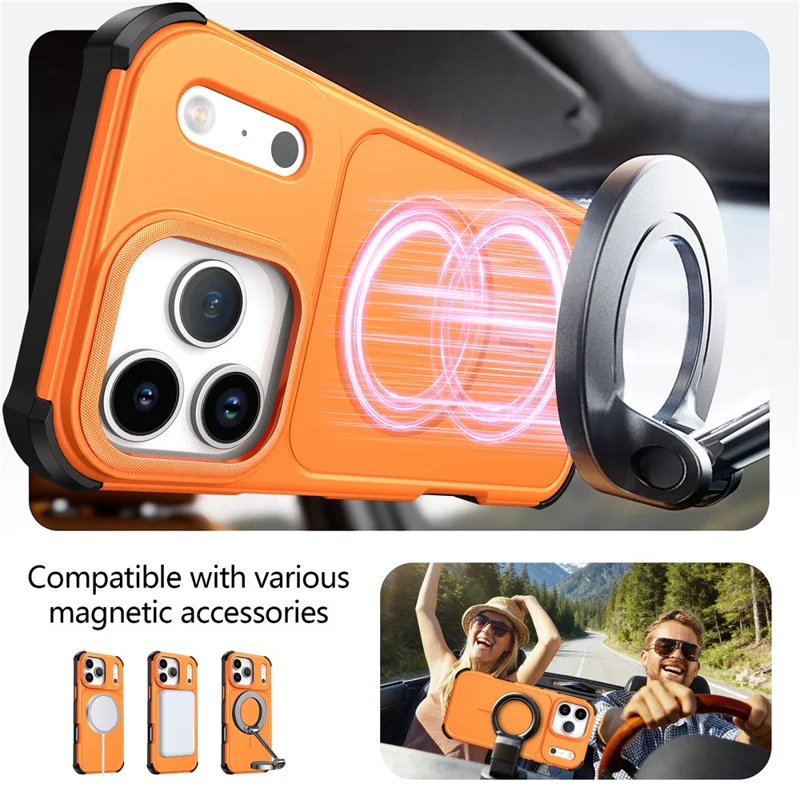 For iPhone 17 Pro Max Magnetic Case Shockproof TPU PC Protective Cover Compatible with MagSafe - Orange