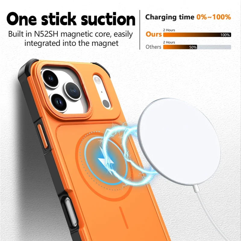 For iPhone 17 Pro Max Magnetic Case Shockproof TPU PC Protective Cover Compatible with MagSafe - Orange