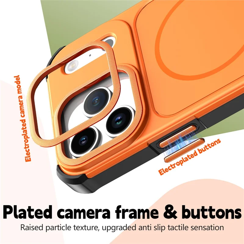 For iPhone 17 Pro Max Magnetic Case Shockproof TPU PC Protective Cover Compatible with MagSafe - Orange