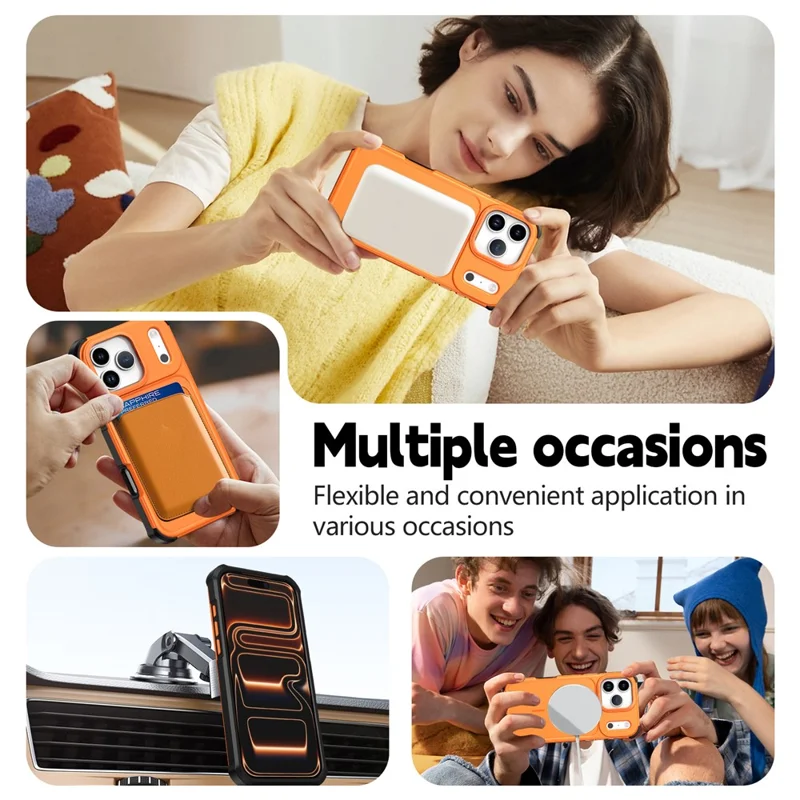 For iPhone 17 Pro Max Magnetic Case Shockproof TPU PC Protective Cover Compatible with MagSafe - Orange