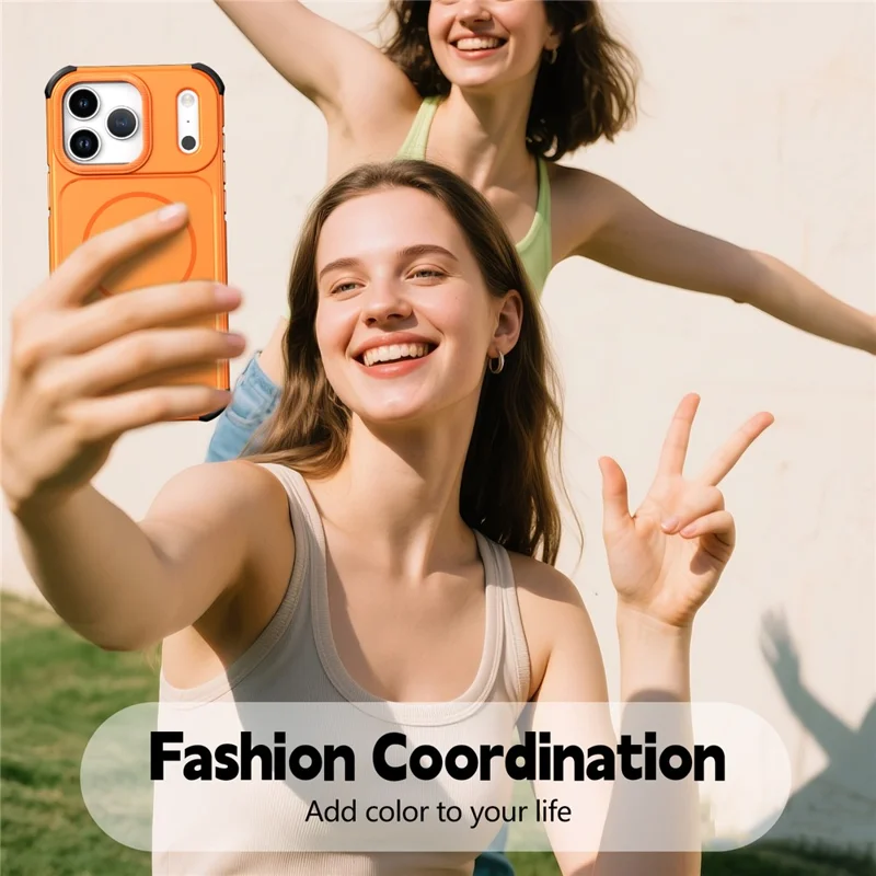 For iPhone 17 Pro Max Magnetic Case Shockproof TPU PC Protective Cover Compatible with MagSafe - Orange