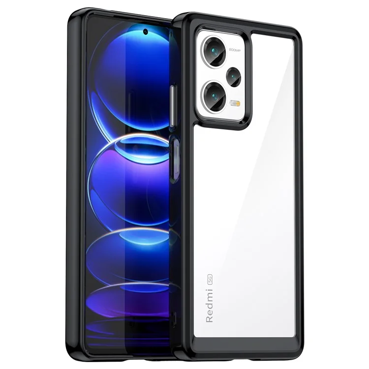 Чехол для телефона Xiaomi Redmi Note 12 Pro+ 5G, ударопрочный TPU-бампер + защитная акриловая задняя крышка - черный