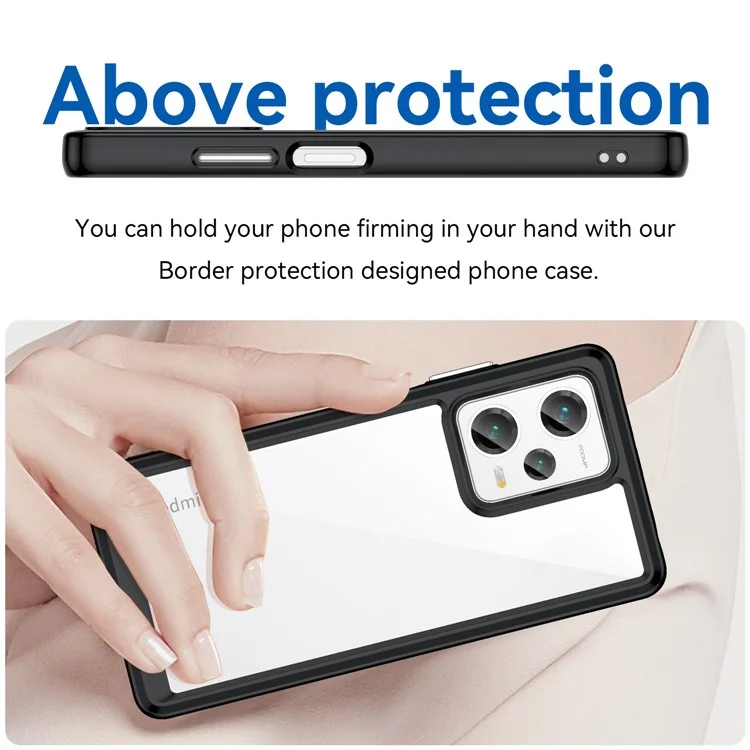 Чехол для телефона Xiaomi Redmi Note 12 Pro+ 5G, ударопрочный TPU-бампер + защитная акриловая задняя крышка - черный